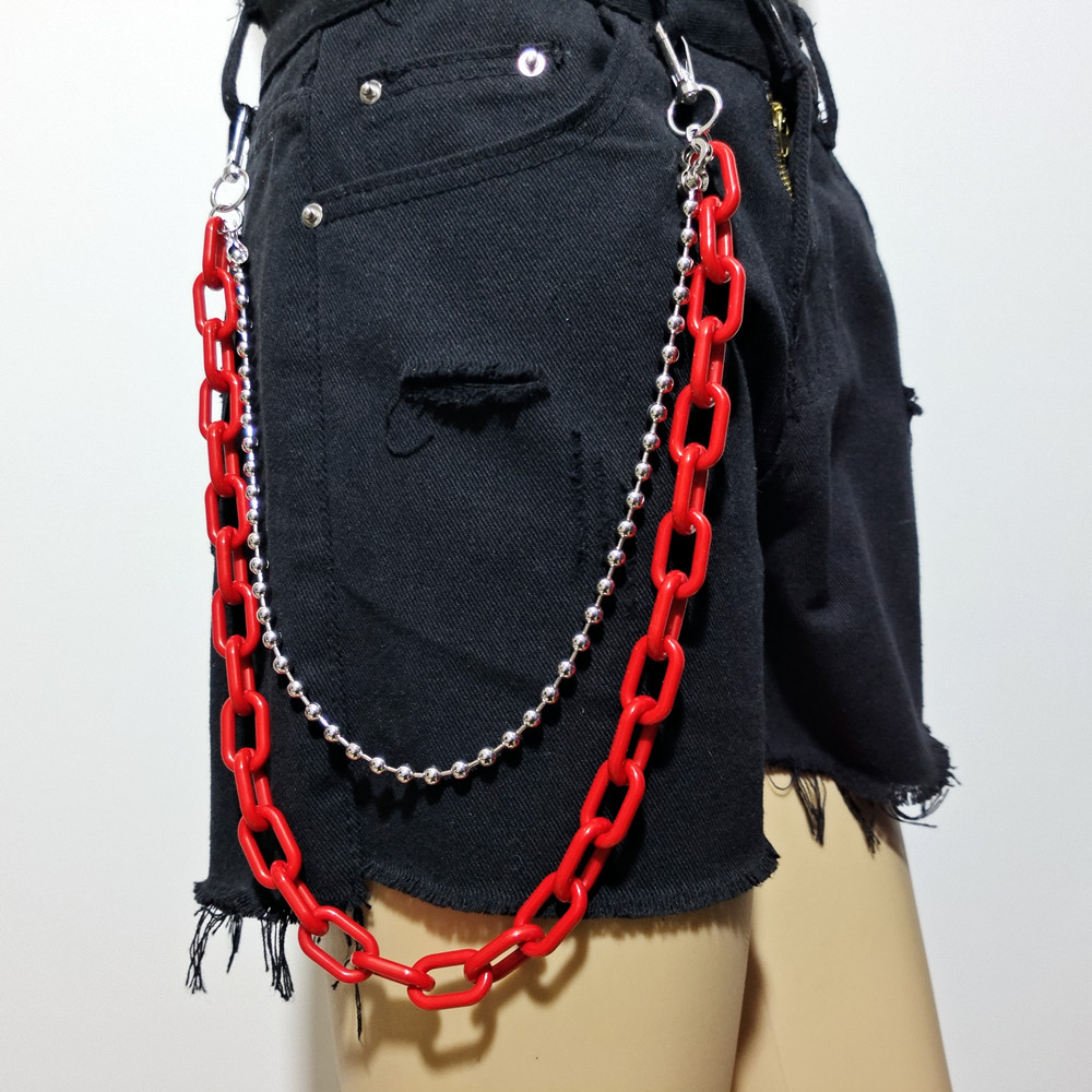 Corset Waist Cinch - Punk Waist Chain Belt Silver Trousers