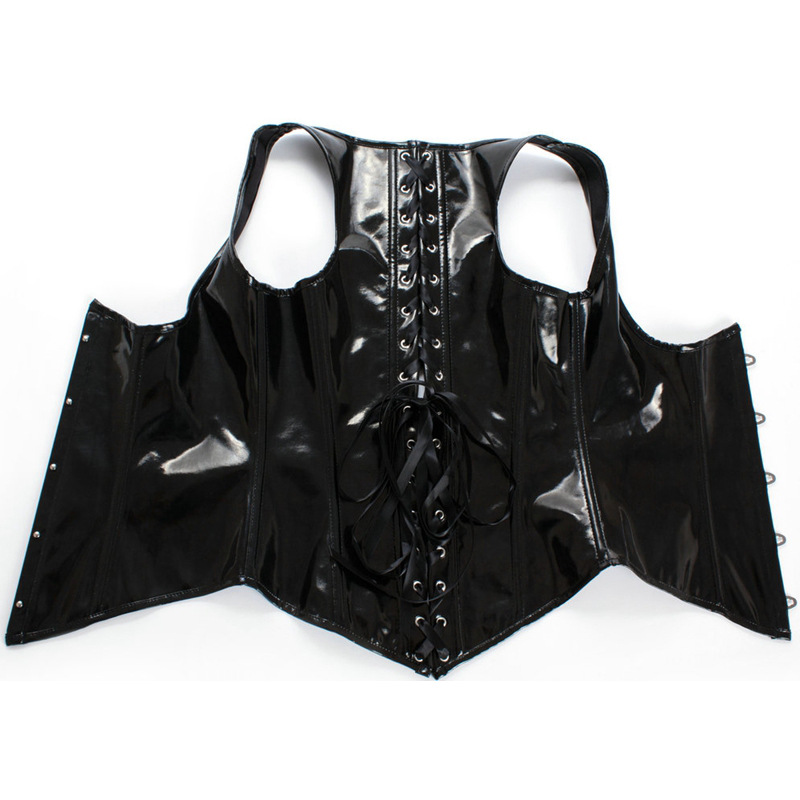 Black PU Leather Corset Gothic - Corset Waist Cinch ulasan dan harga