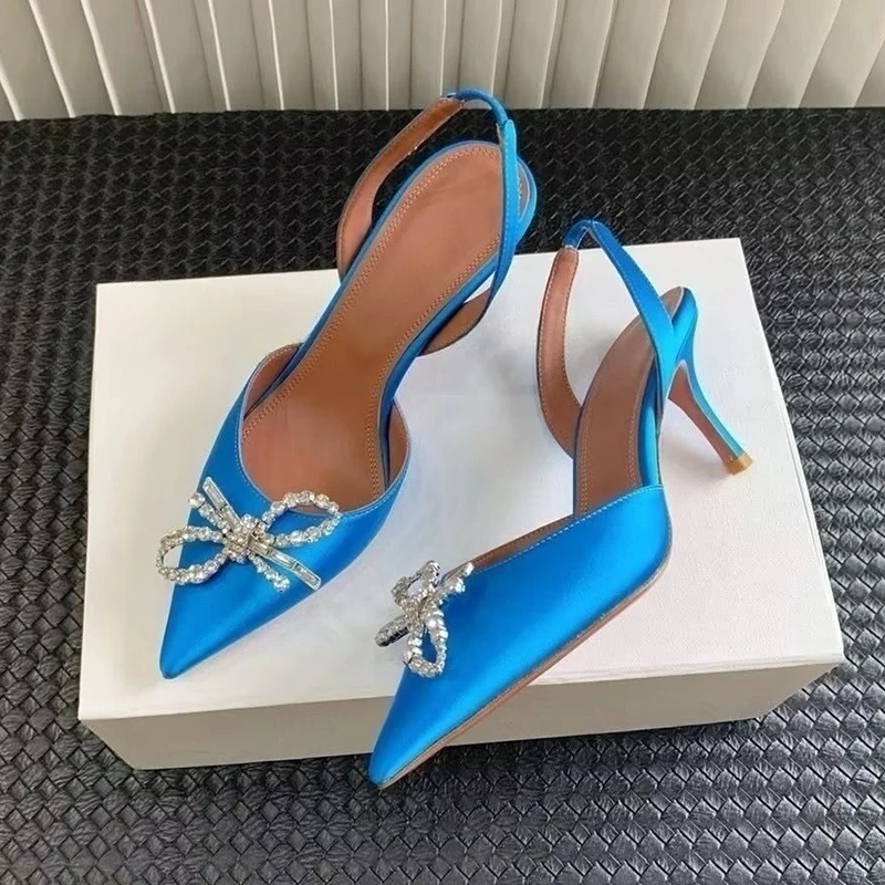 Crystal Bow-knot Thin Heels Sa - Slip Dress Satin ulasan dan harga