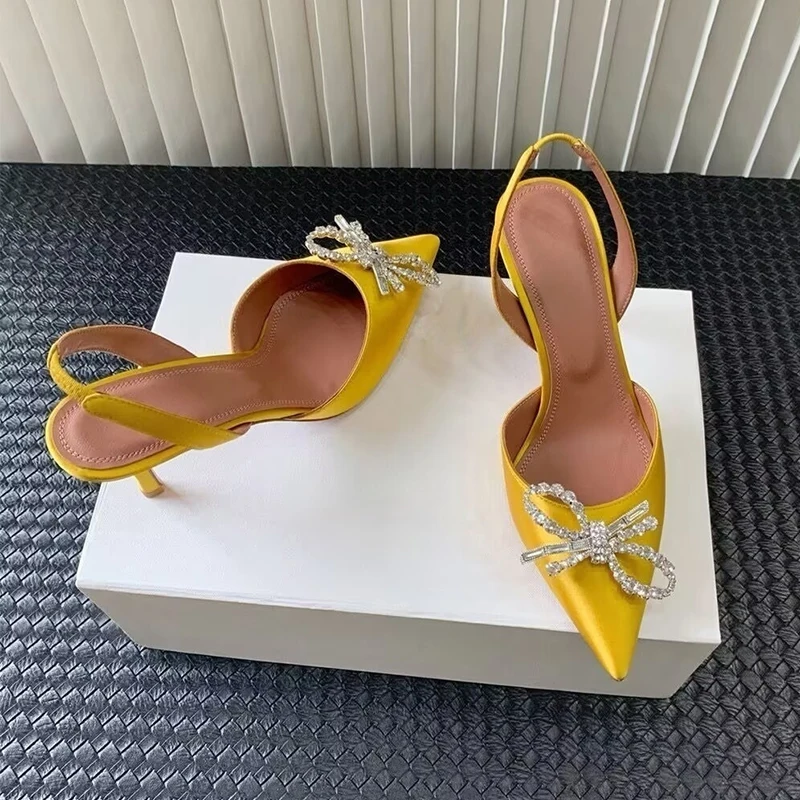 Crystal Bow-knot Thin Heels Sa - Slip Dress Satin ulasan dan harga
