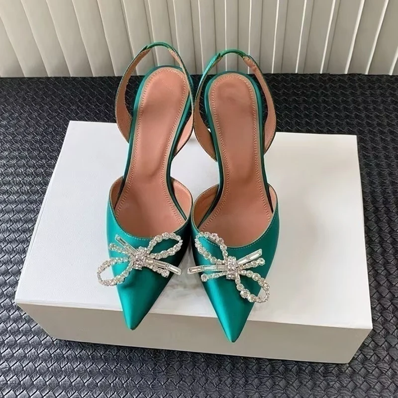 Crystal Bow-knot Thin Heels Sa - Slip Dress Satin ulasan dan harga